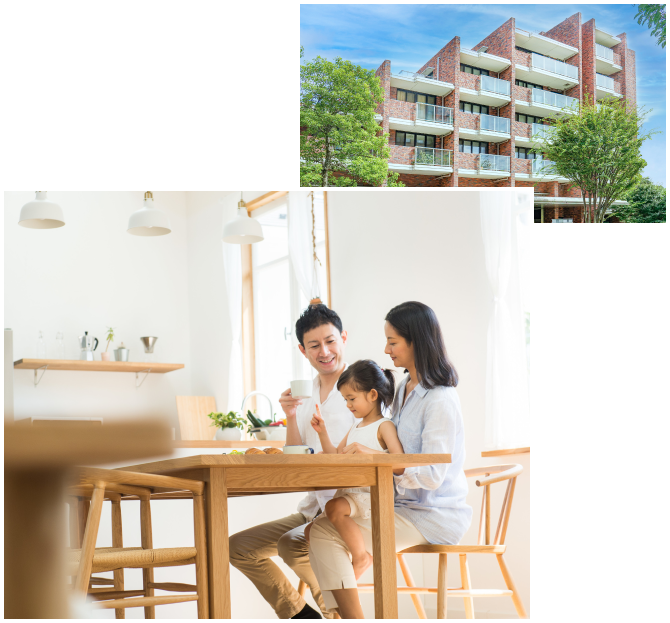 マンションと家族のイメージ写真